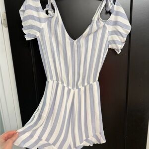 Striped Blue and White Womens Romper